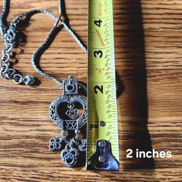 BRIGHTON Vintage Heart Charm Silver Necklace VINTAGE INSPIRED - Picture 5 of 9